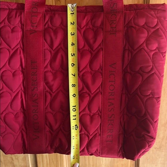 2 for 1 Victoria's Secret Red Quilted Tote Bag with Diamond Design - Picture 9 of 12